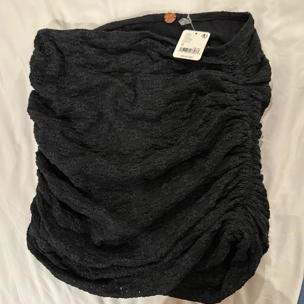 ONA CONVERTIBLE RUCHED MINI SKIRT IN BLACK (doubles as a tube top and a skirt)